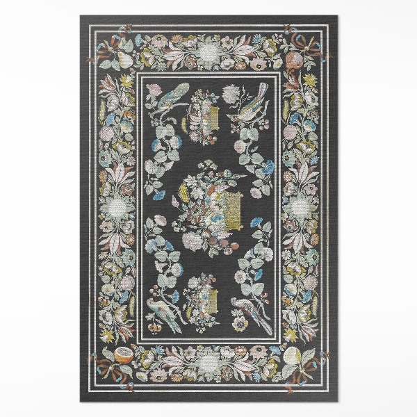 Vinyl floor rug Pale Antique Flower and Birds