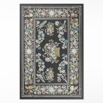 Vinyl floor rug Pale Antique Flower and Birds