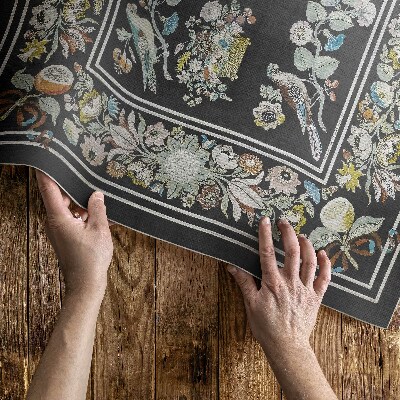 Vinyl floor rug Pale Antique Flower and Birds