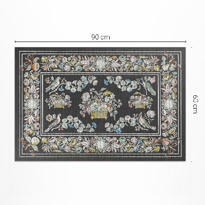 Vinyl floor rug Pale Antique Flower and Birds