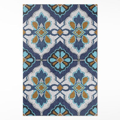 Vinyl rug Geometric pattern colored tiles vintage