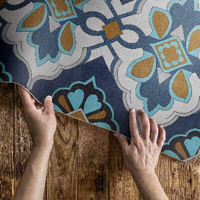 Vinyl rug Geometric pattern colored tiles vintage
