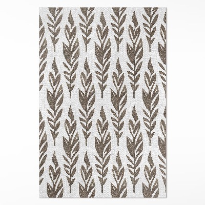 Vinyl rug Painted leaves boho plant pattern vintage