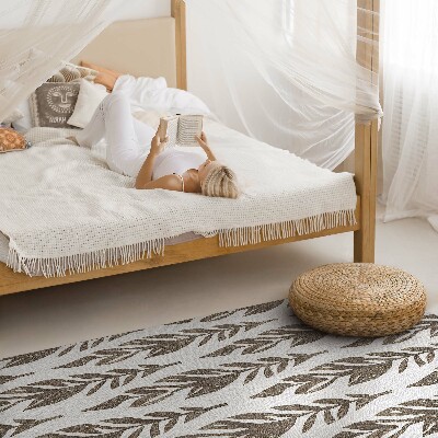 Vinyl rug Painted leaves boho plant pattern vintage