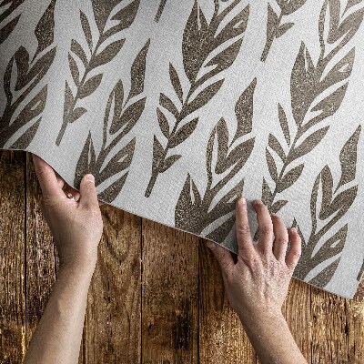 Vinyl rug Painted leaves boho plant pattern vintage