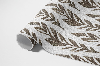 Vinyl rug Painted leaves boho plant pattern vintage