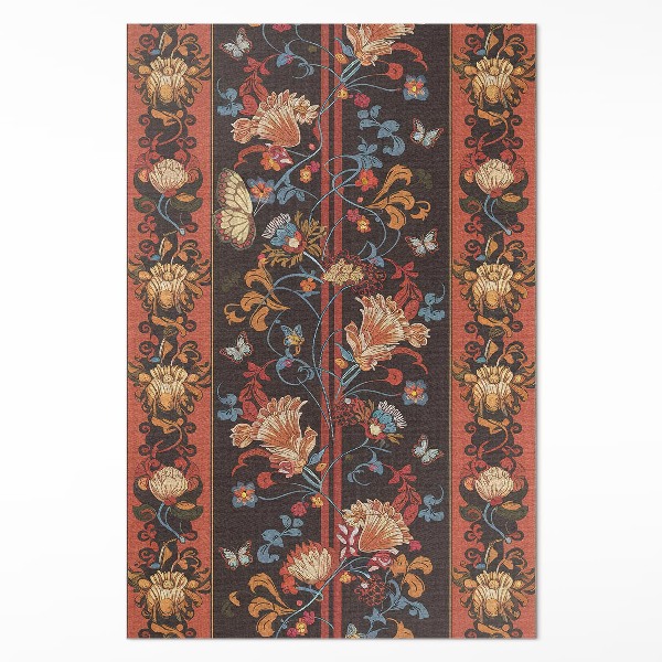 Vinyl rug Plant ornament in vintage style