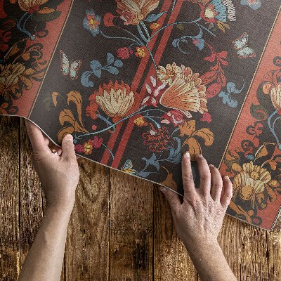Vinyl rug Plant ornament in vintage style