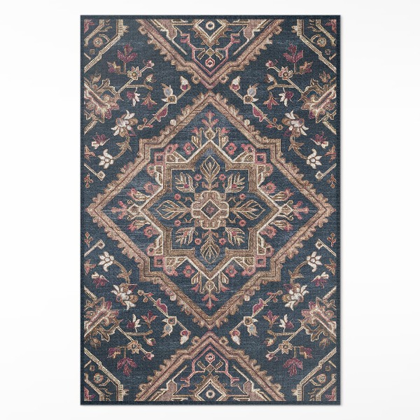 Vinyl rug Geometrized Plant Pattern Turkish Style