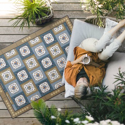 Vinyl carpet Retro style diamond shaped geometric pattern