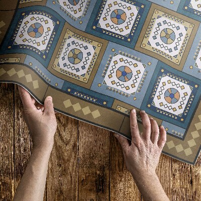Vinyl carpet Retro style diamond shaped geometric pattern