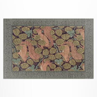 Vinyl carpet Illustration of squirrels and walnut leaves