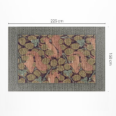 Vinyl carpet Illustration of squirrels and walnut leaves