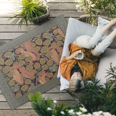 Vinyl carpet Illustration of squirrels and walnut leaves