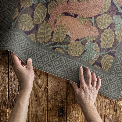 Vinyl carpet Illustration of squirrels and walnut leaves