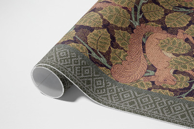 Vinyl carpet Illustration of squirrels and walnut leaves