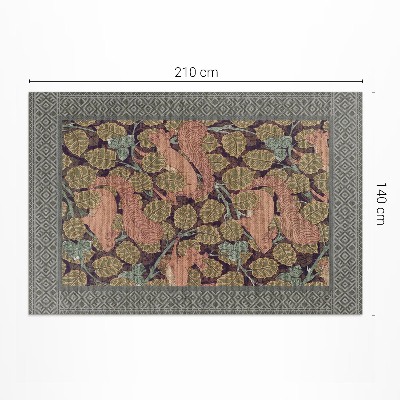 Vinyl carpet Illustration of squirrels and walnut leaves