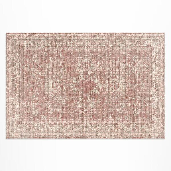 Vinyl carpet Vintage floral pattern rubbed powder pink