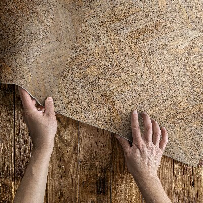 Vinyl carpet Heringbone shaped vintage wooden parquet floor