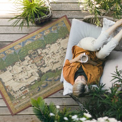 Vinyl carpet Krishna tapestry with cows