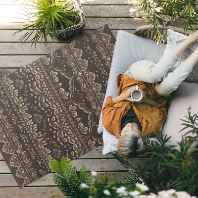 Vinyl carpet Earthy tones with botanical patterns