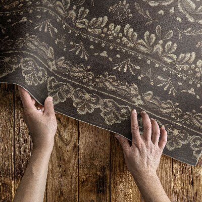 Vinyl carpet Earthy tones with botanical patterns