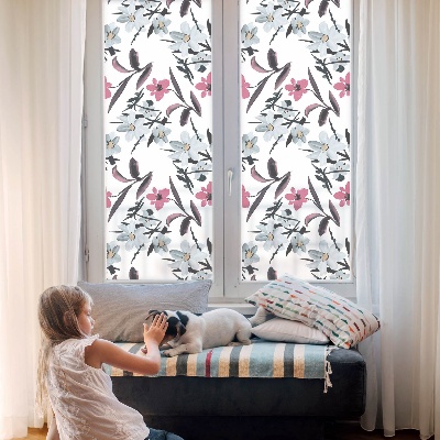 Coloured glass film for windows Floral pattern