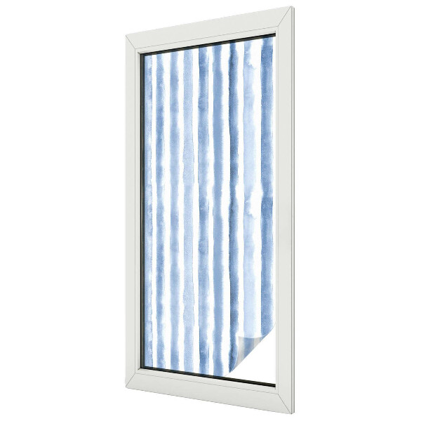 Frosted window film with stained glass pattern Blue stripes