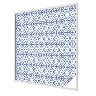 Frosted window film with stained glass pattern Blue mosaic