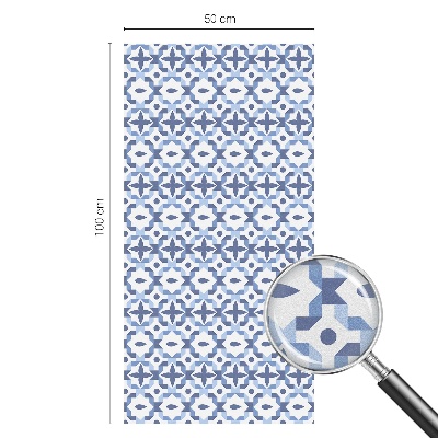 Frosted window film with stained glass pattern Blue mosaic