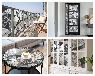 Frosted window film with stained glass pattern Geometric figures