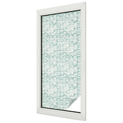 Frosted window film with stained glass pattern Green wave