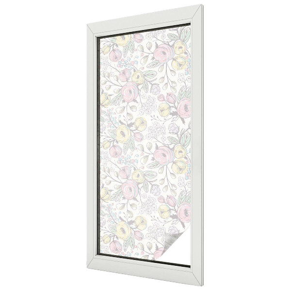 Frosted window film with stained glass pattern Floral pattern