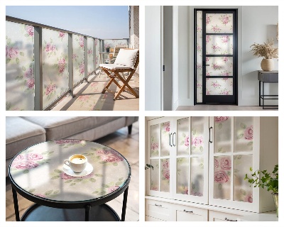 Frosted window film with stained glass pattern Floral pattern