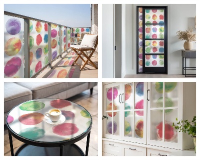 Frosted window film with stained glass pattern Colorful circles