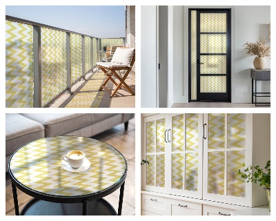 Coloured glass film for windows Yellow zigzags