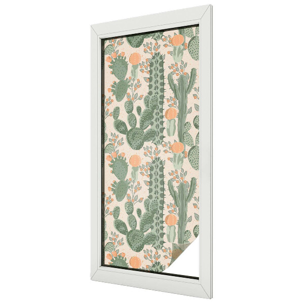 Patterned window film stained glass Green succulents