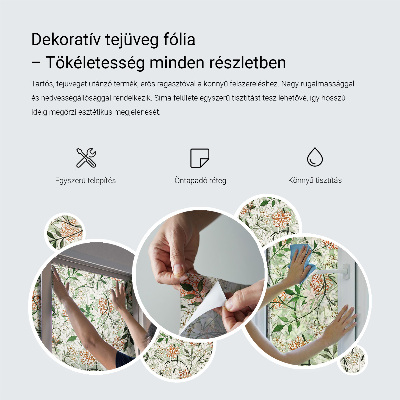 Frosted window film with stained glass pattern Floral elegance