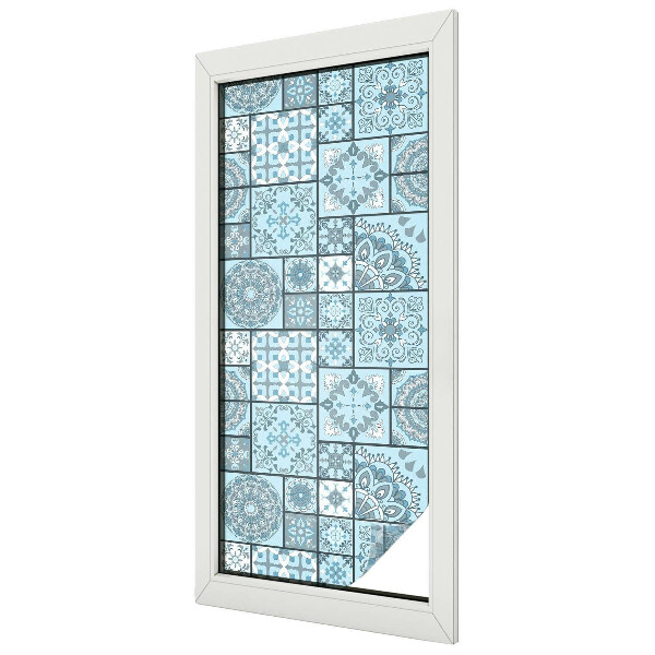 Coloured glass film for windows Blue tiles
