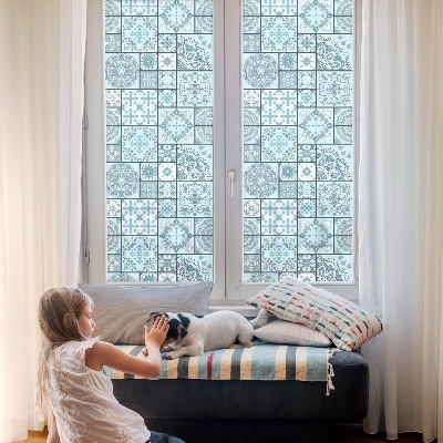 Coloured glass film for windows Blue tiles