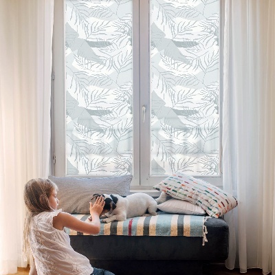 Frosted window film with stained glass pattern Subtle leaves