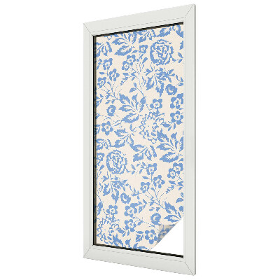 Frosted window film with stained glass pattern Flowers leaves