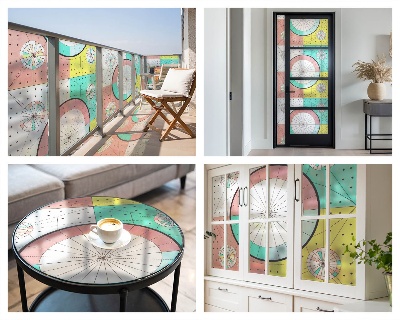 Coloured glass film for windows Geometric circles