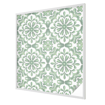 Frosted window film with stained glass pattern Green leaves