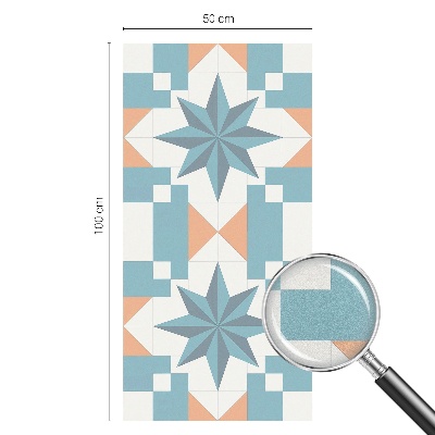 Frosted window film with stained glass pattern Blue stars