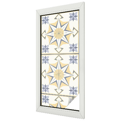Frosted window film with stained glass pattern Geometric stars