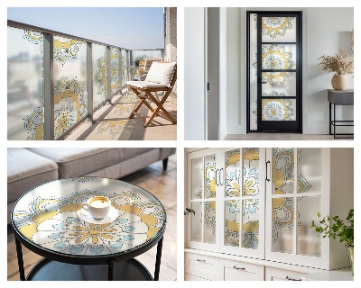 Privacy window film stained glass effect Colorful mandalas