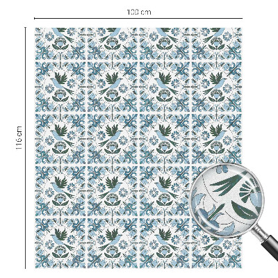 Frosted window film with stained glass pattern Blue flowers