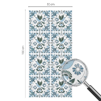 Frosted window film with stained glass pattern Blue flowers