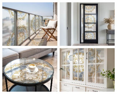 Privacy window film stained glass effect Boho mandalas